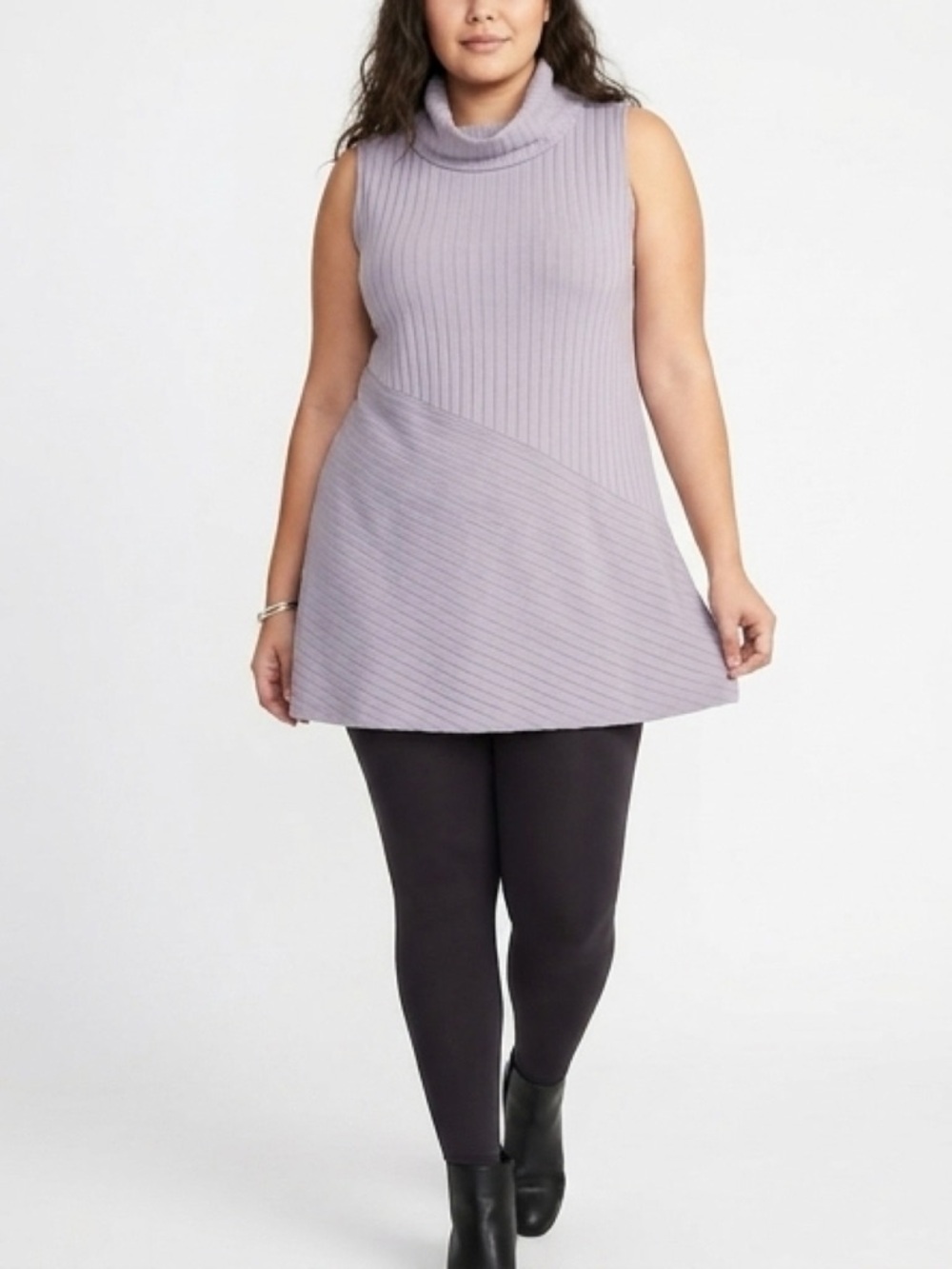 LOFT Gray Asymmetrical Ribbed Tank Top